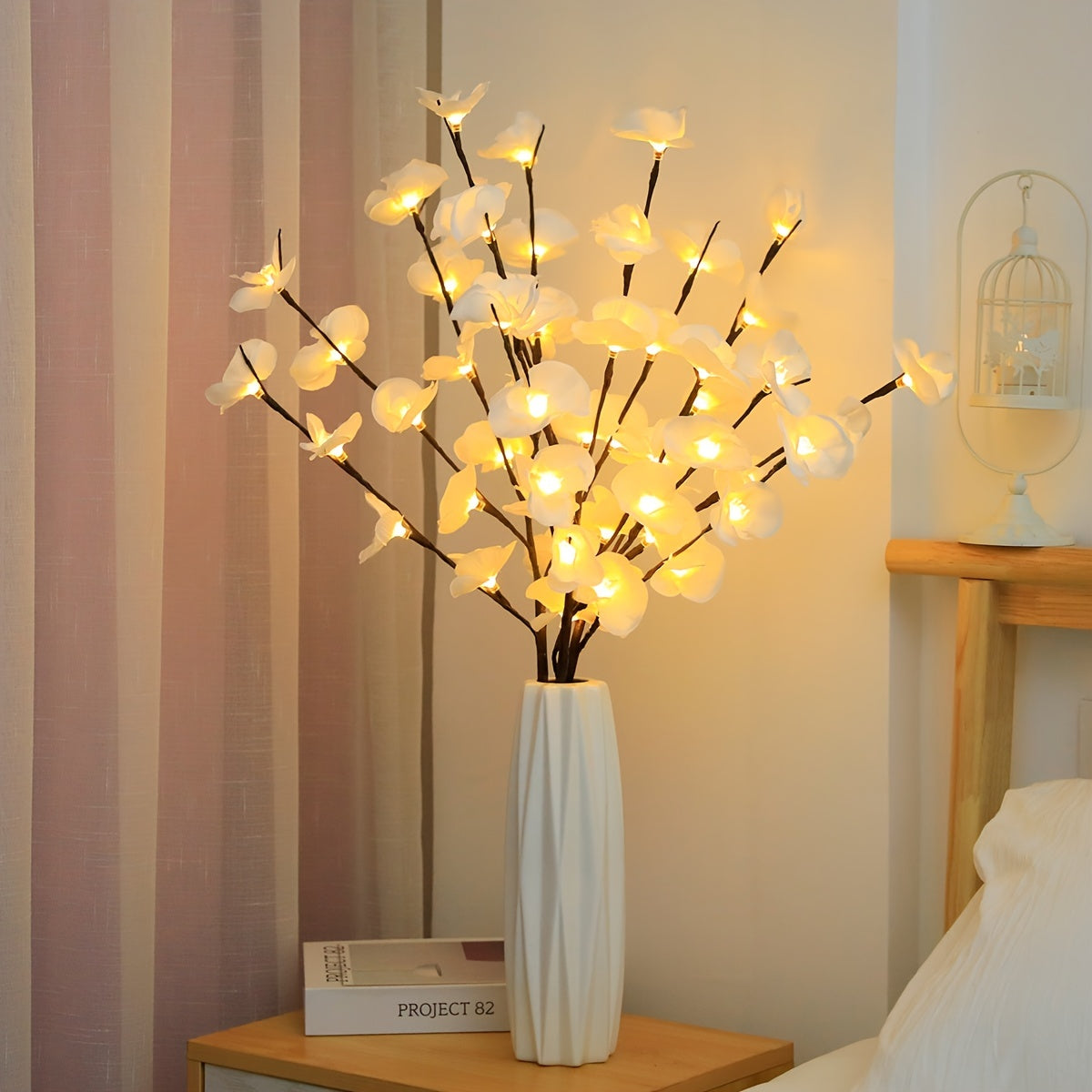 White LED Phalaenopsis Tree Light Battery-Operated Indoor Decor