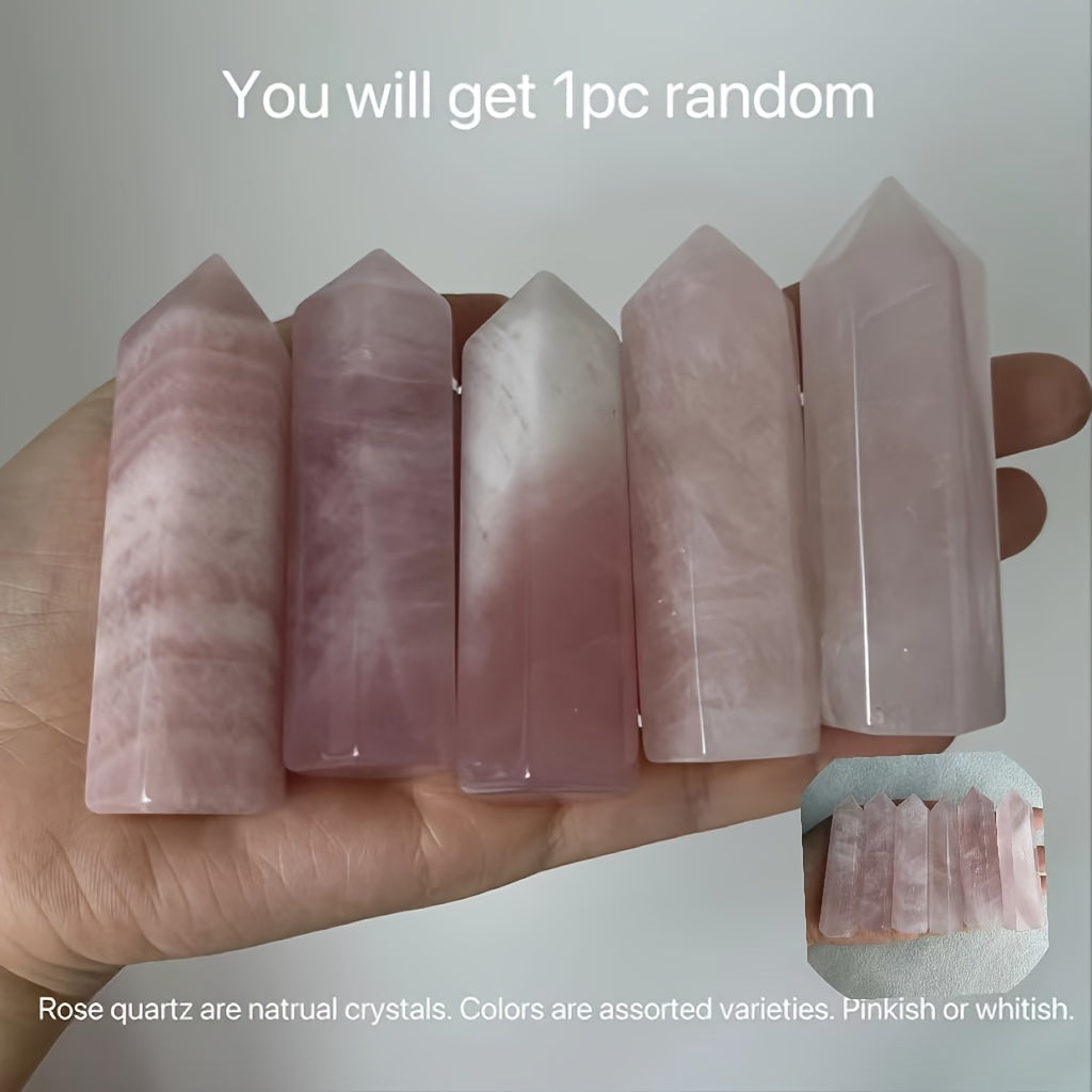 Natural Rose Quartz Crystal Tower 2.7-3.1 Inches 6-Sided Interior Decor Gift
