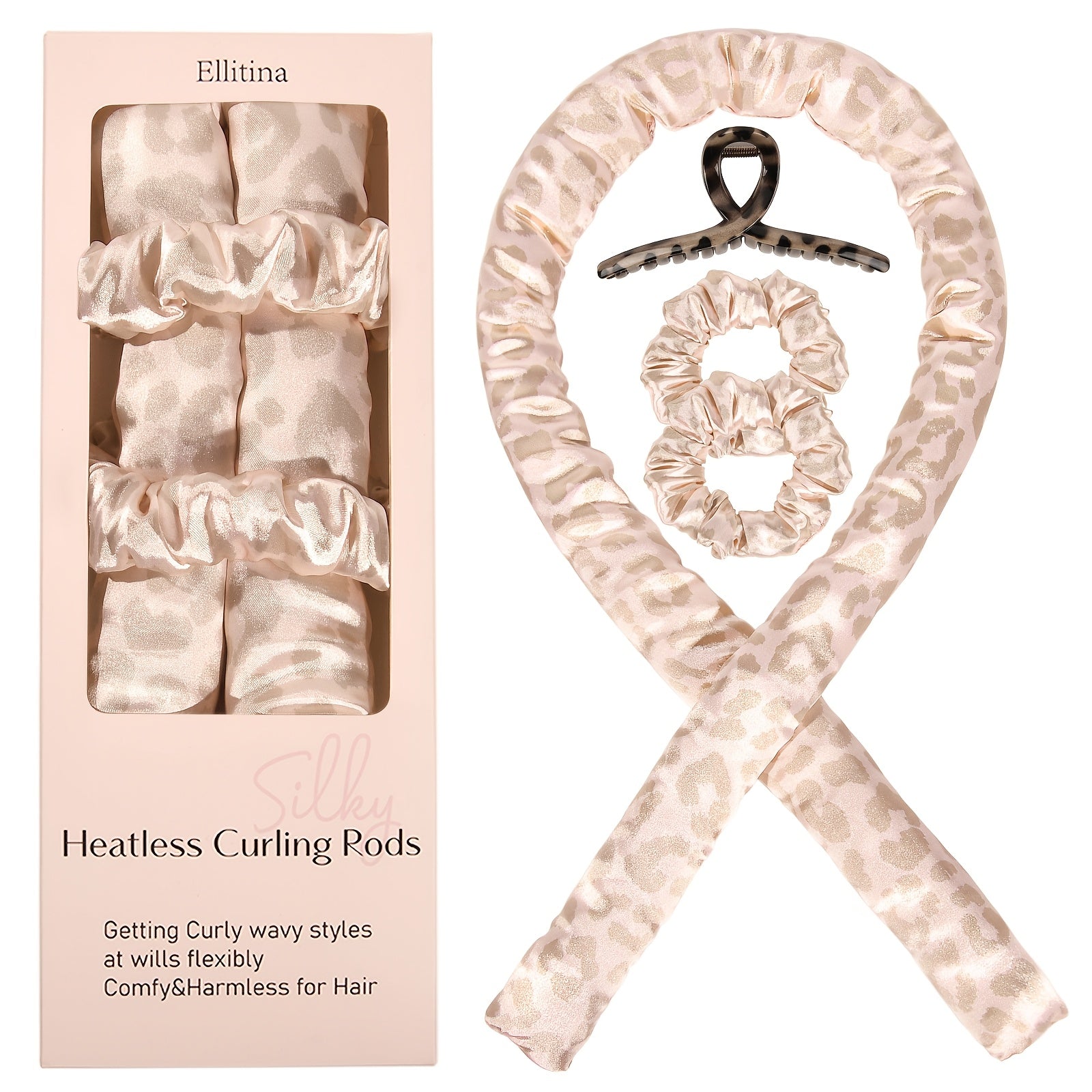 Heatless Satin Hair Curlers Set for Women and Girls with Curling Rod Headband and Loops