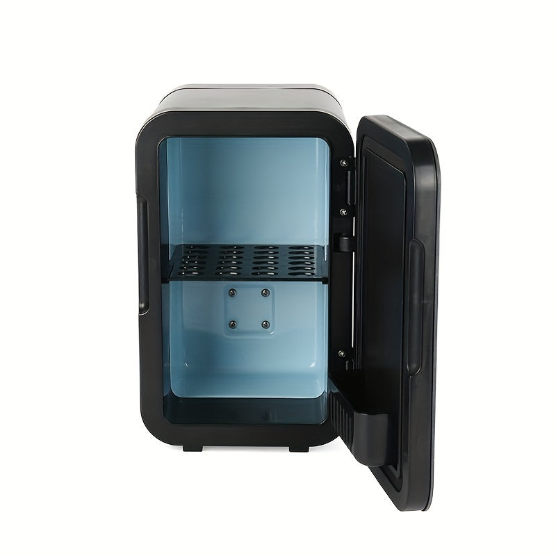 Mini Fridge Portable Glass Door 6L Cooling Heating Compact Refrigerator