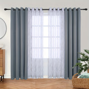 Set of 2 Bedroom Living Room Curtains Blackout Sheer Grommet 54x84 Dark Gray