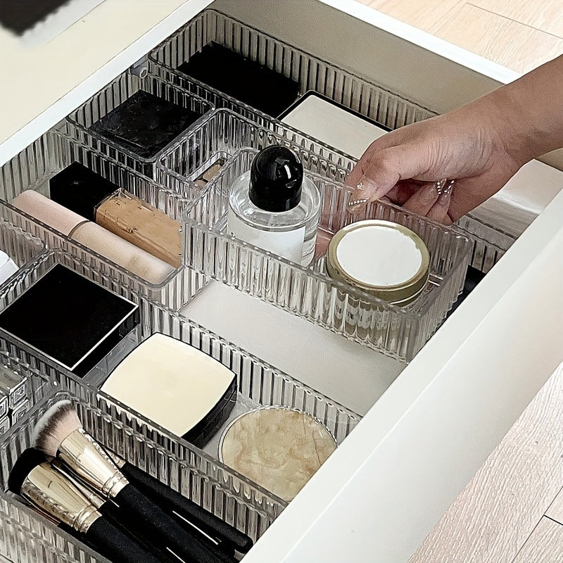 6-Piece Clear PET Cosmetic Organizer Set for Bathroom and Home Storage