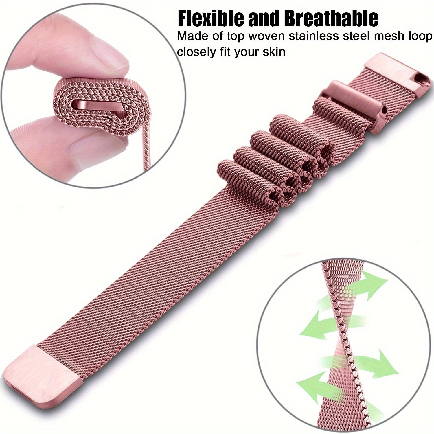 20mm Stainless Steel Mesh Watch Band Magnetic Mesh Strap for Samsung Galaxy Watch and Amazfit Bip U Pro GTS
