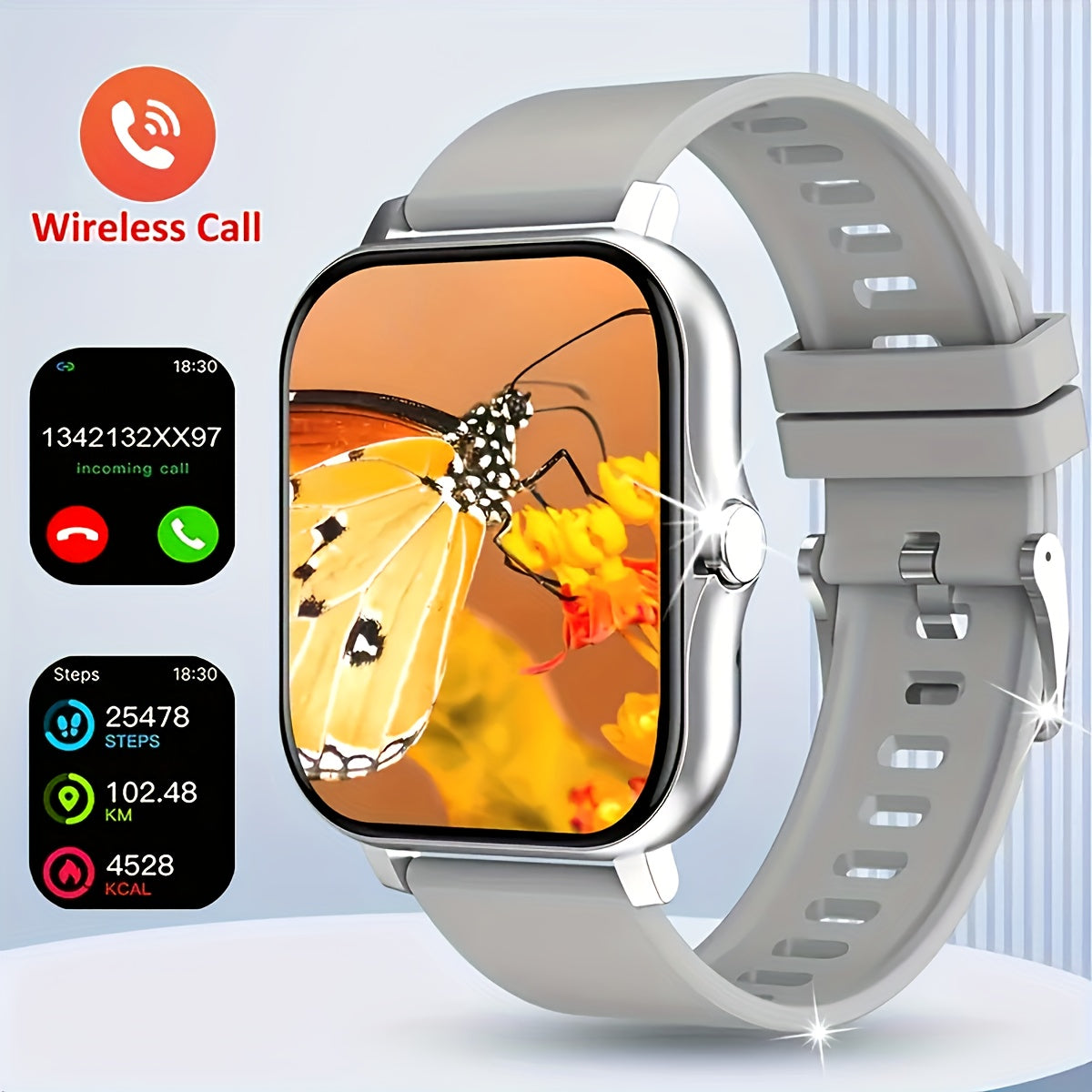 Pink Smartwatch with 4.65cm HD Display Wireless 5.0 Fitness Tracker with Call Music Control