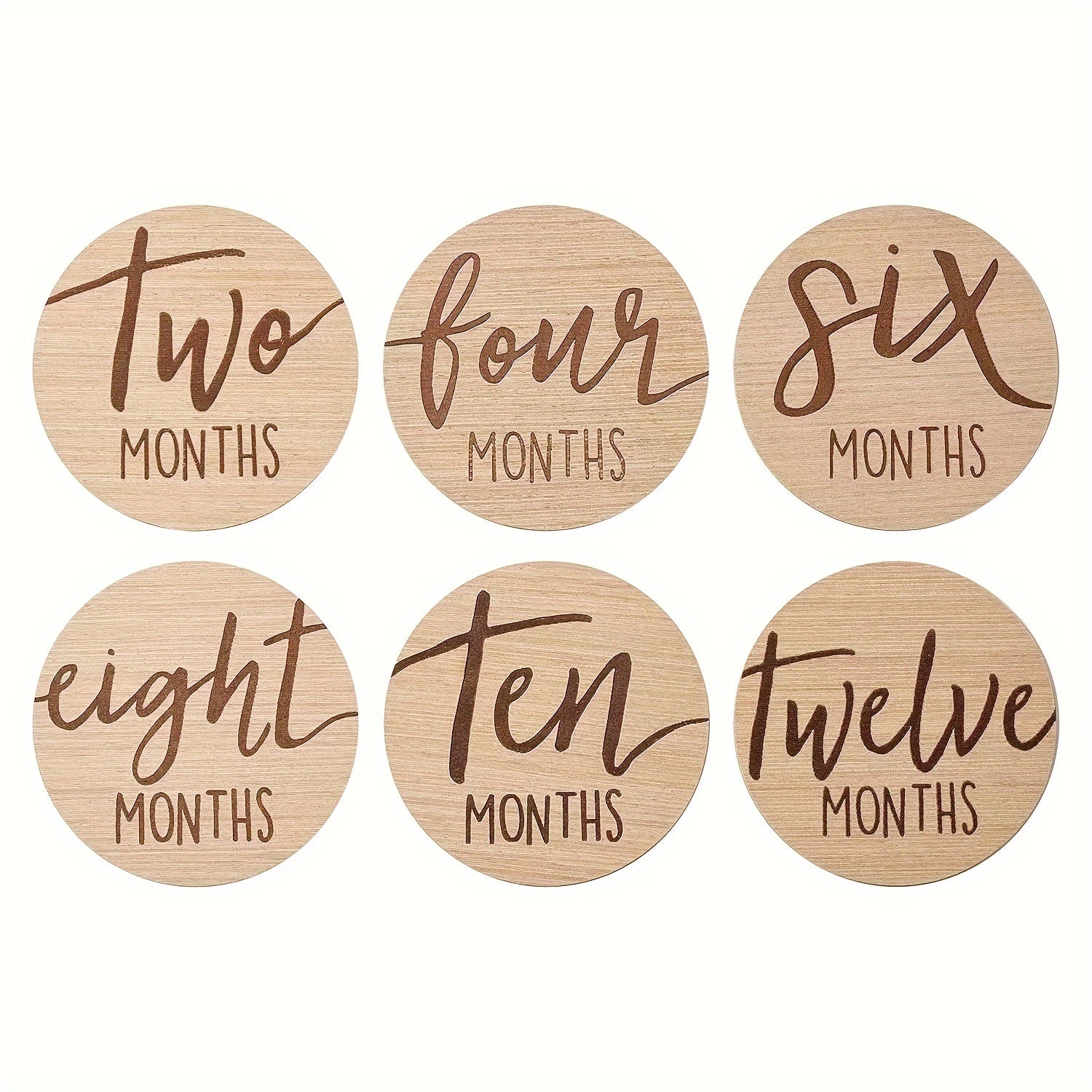 Set of 6 Wooden Double-Sided Milestone Cards for Monthly and First Year Growth