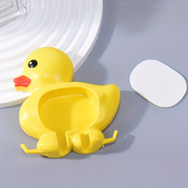 Cute Duck Design Wall-Mounted Toothbrush Holder Waterproof Plastic Organizer with Suction Cup