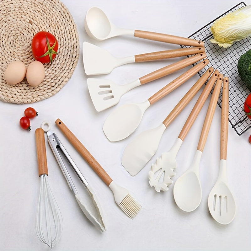 43-Piece Kitchen Utensil Set Silicone Stainless Steel Wooden Handles Cooking Tools