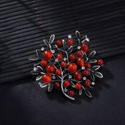 Vintage Berry Branch Brooch Rhinestone Lapel Pin for Suits and Sweaters