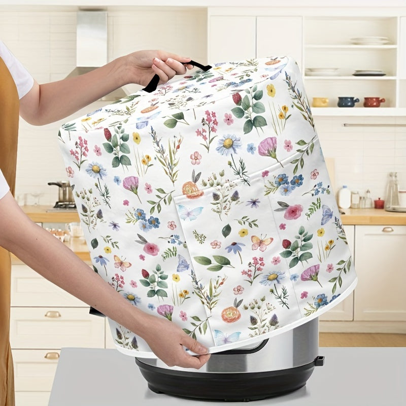 Floral Butterfly 8 Quart Pressure Cooker Cover with Handle and Pockets Washable