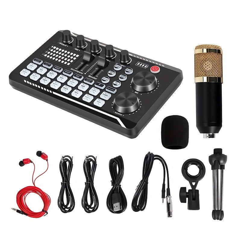 All-in-One Podcasting Kit with Condenser Microphone and Mixer for Studio Recording Voice Overs Streaming