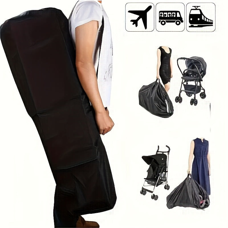 Black Universal Stroller Storage Bag with Shoulder Strap for Travel