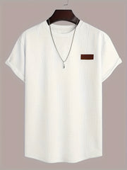 Men's Jacquard Geometric Pattern T-Shirt with Polyester and Spandex Fabric