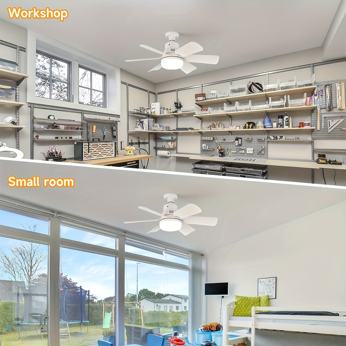 Modern Square Blade Ceiling Fan with LED Light Dimmable Remote 2000 Lumens