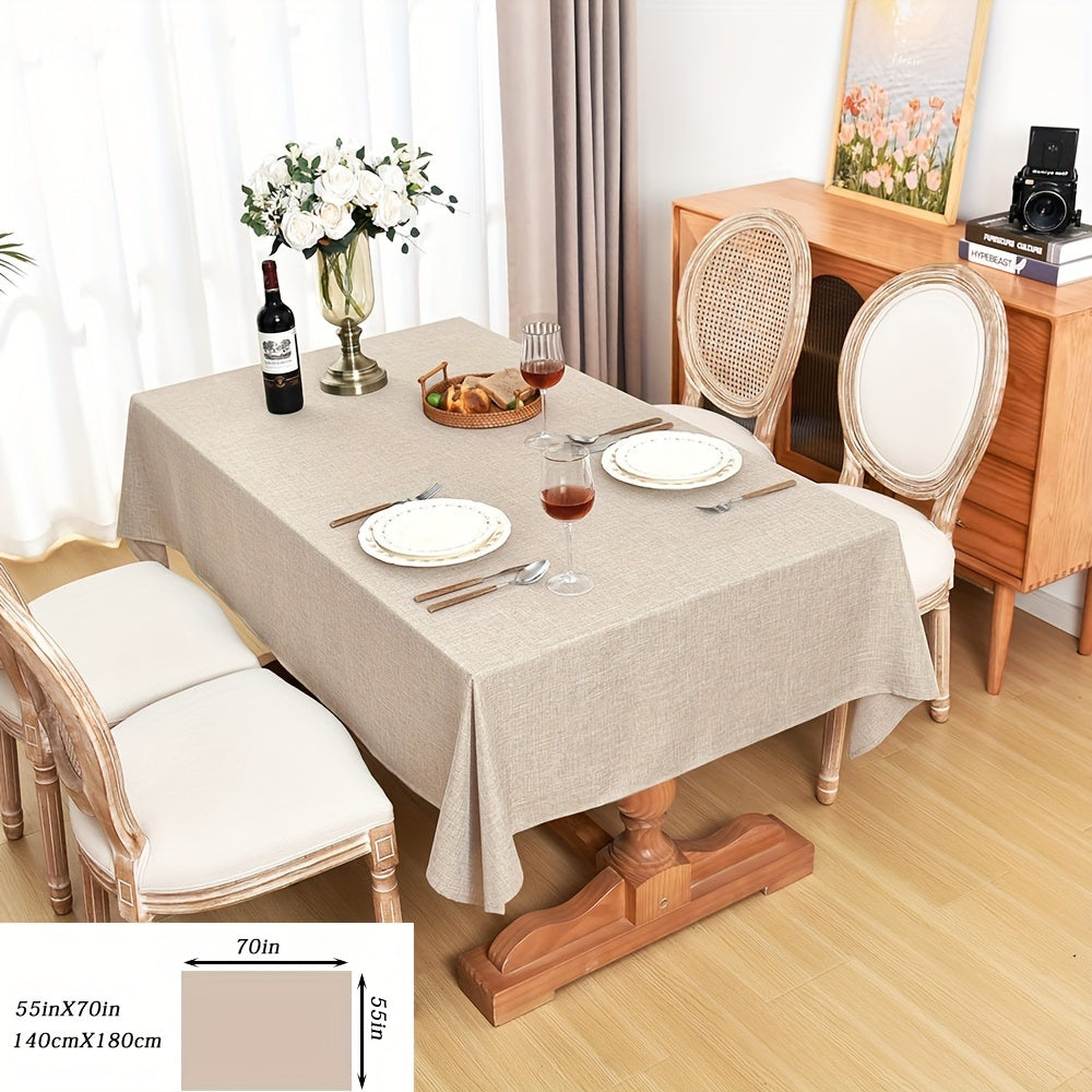 Beige Waterproof Polyester Tablecloth for Weddings Parties and Home Dining