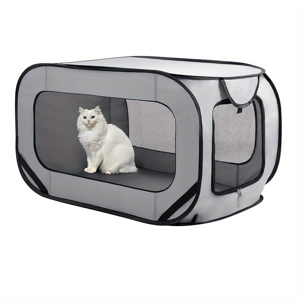 Foldable Pet Cage with Lockable Zipper for Cats and Small Dogs Indoor Outdoor Use
