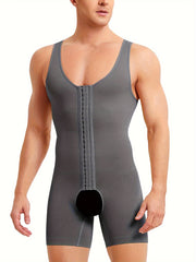 Men's Slimming Athletic Bodysuit with Tummy Control and Shoulder-Baring Design in Royal Blue High-Elastic Nylon Spandex for Fitness Recovery All-Season