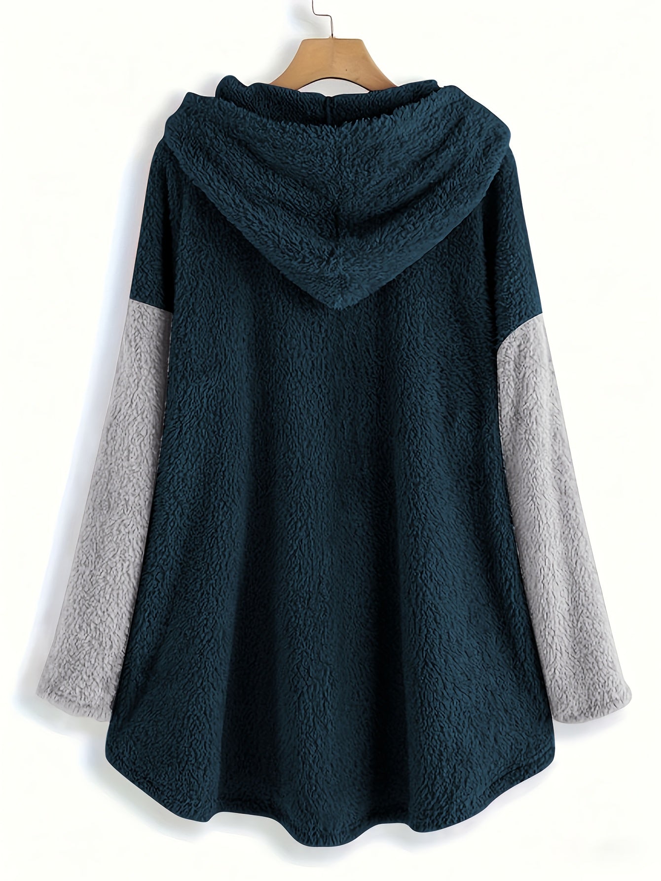 Ayollar uchun ikki qismli to'plam: Katta o'lchamdagi rangli blokli mo'ynali palto va mos keladigan sport shimlari