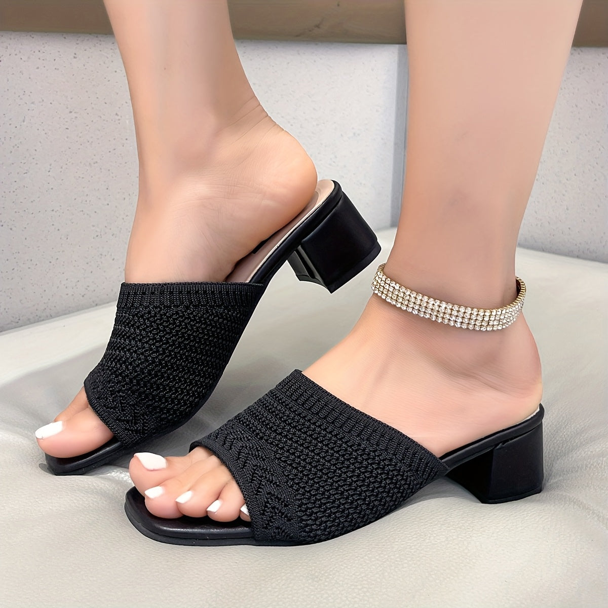 Women's Multicolor Knit Wedge Sandals Open Toe Slip-On Summer Shoes