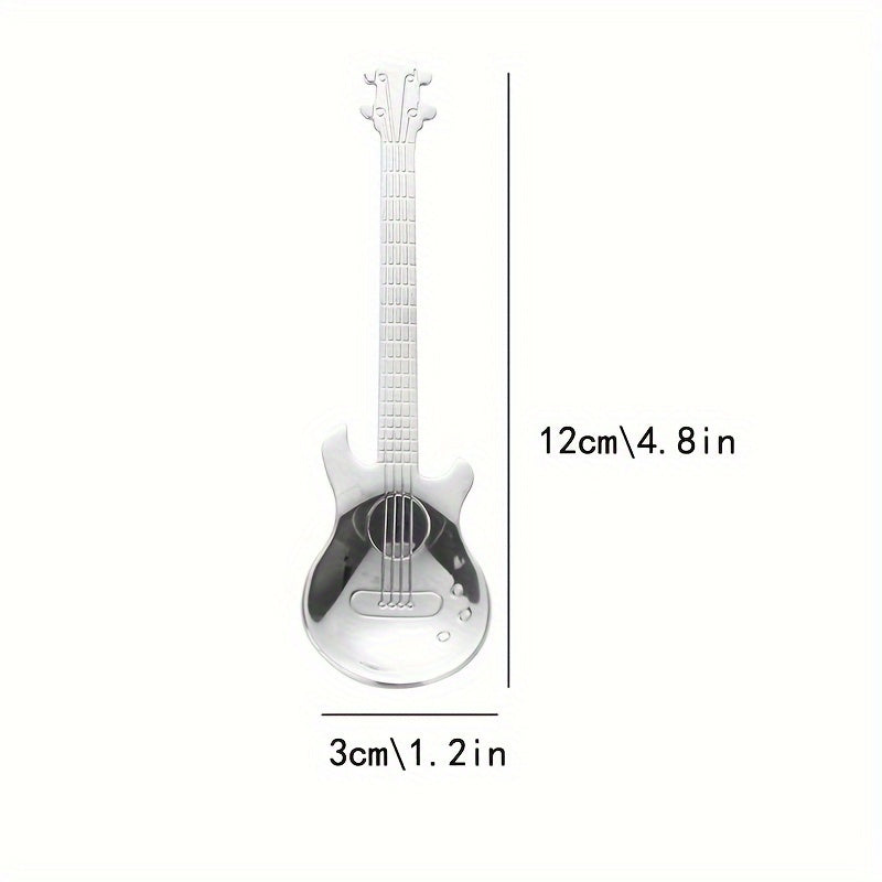 Stainless Steel Guitar-Shaped Spoon for Coffee Tea Desserts Ice Cream Kitchen Utensil