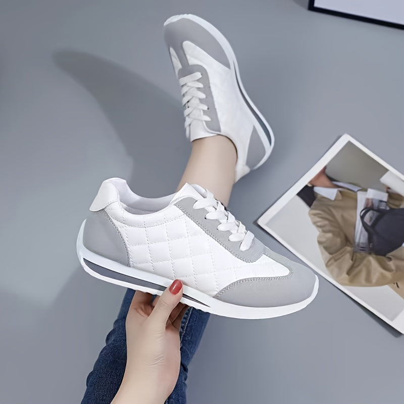 Women's Casual Low Top Shoes with Lace-Up Closure and Rubber Sole