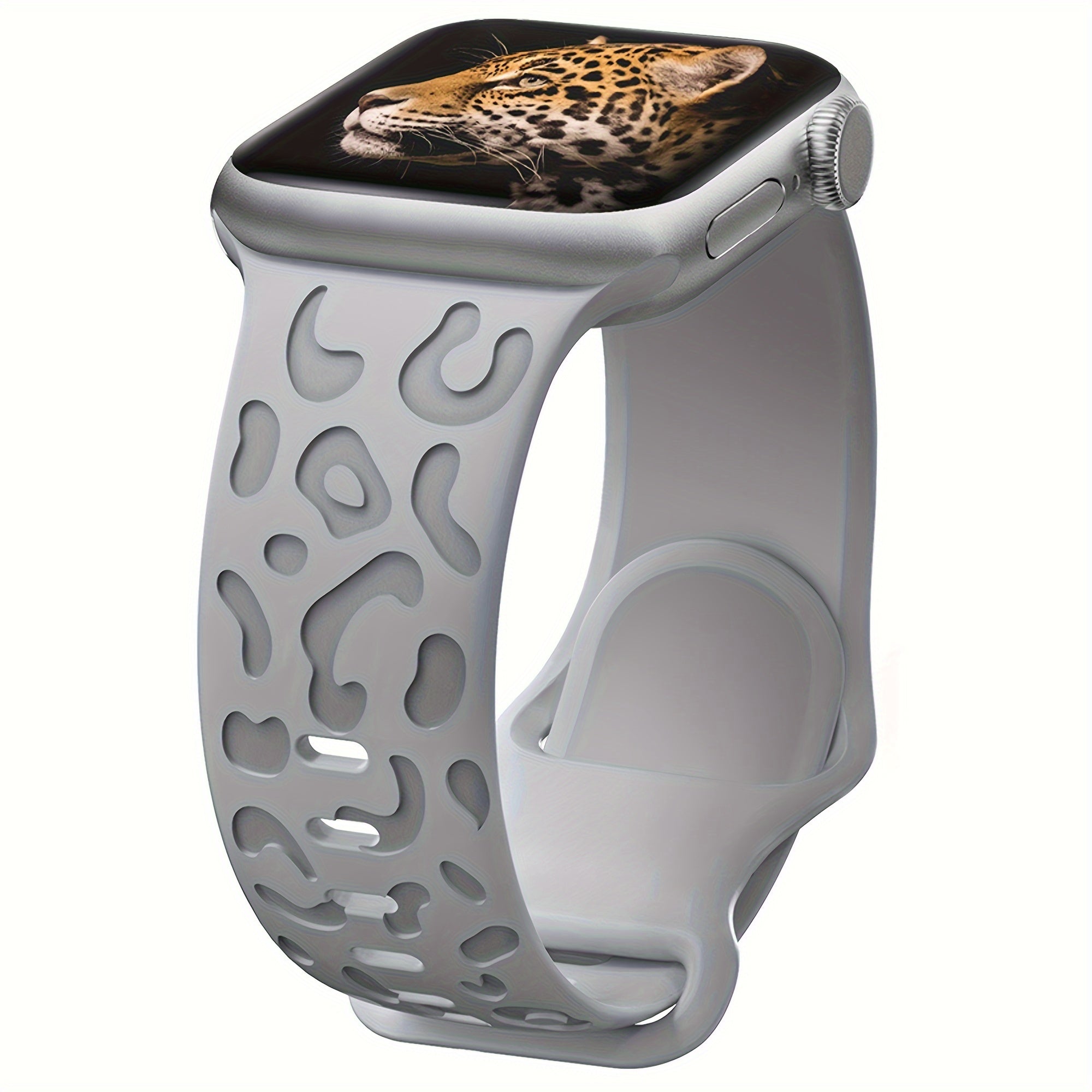 Waterproof Silicone Watch Band for IWatch Series 8 7 6 5 4 3 2 SE Leopard Engraved