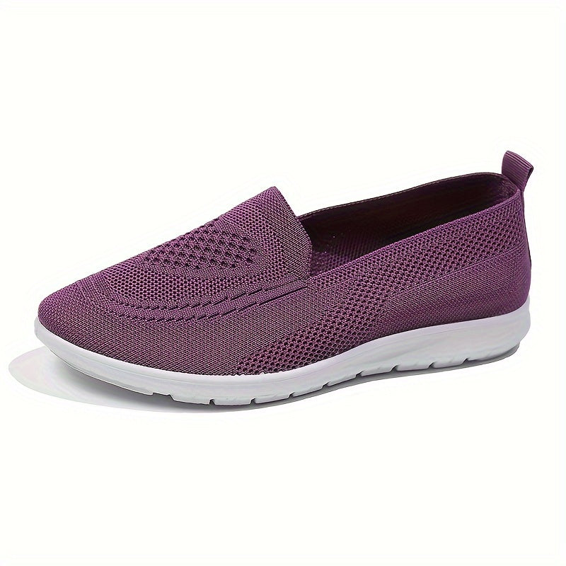 Women's Knit Sneakers - Lightweight Slip-On Breathable Mesh Gray