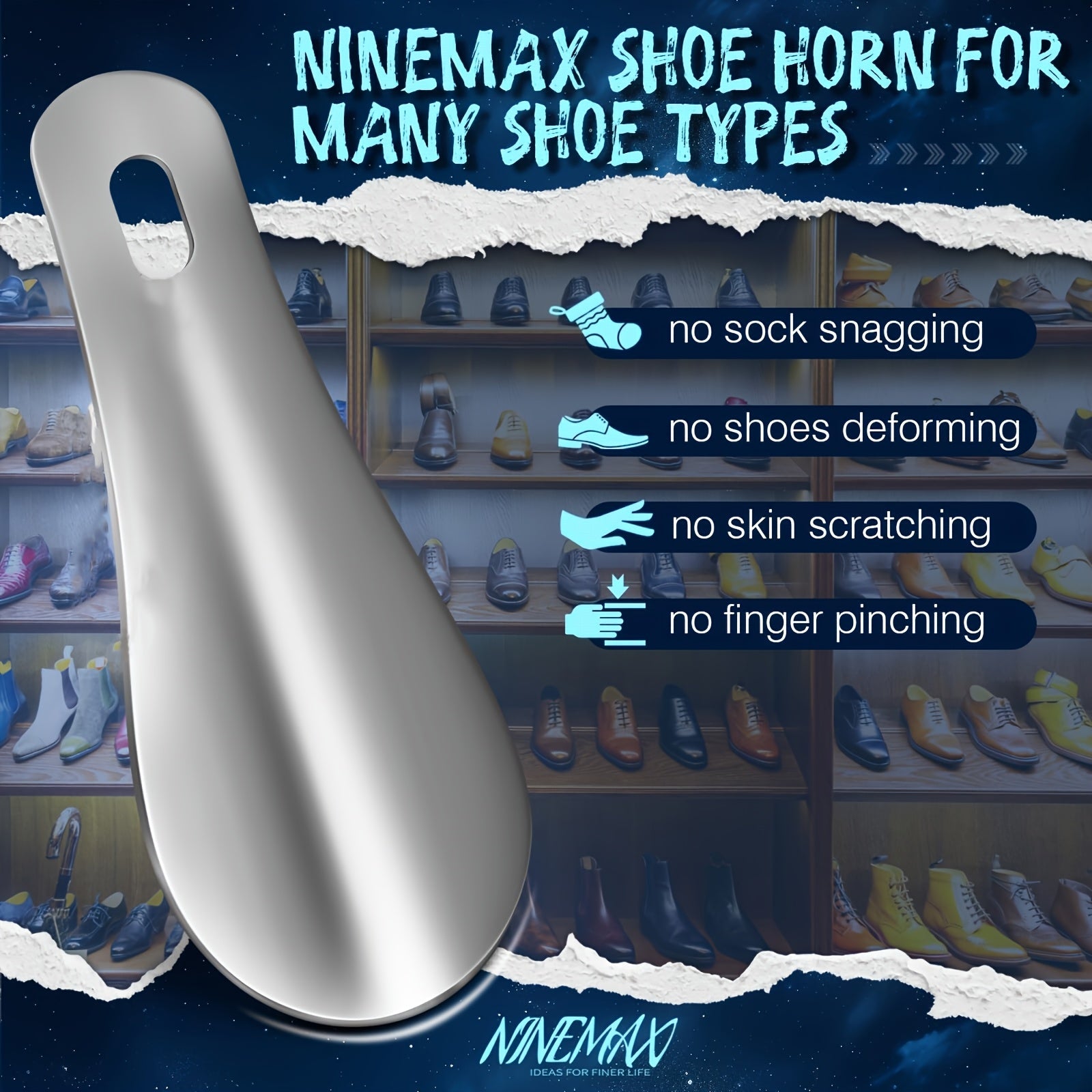 Mini Steel Shoe Horn for Men Women Kids, Travel Size 10.3cm Durable