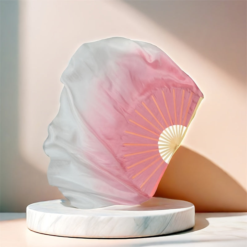 Lotus Pink Gradient Qiyshayuvchi Raqs Fan - Ikkita Tomonli Ipak, Ko'rgazmalar, Partiyalar va Uy Dekoratsiyasi uchun Ideal, Nafis Ta'sir bilan