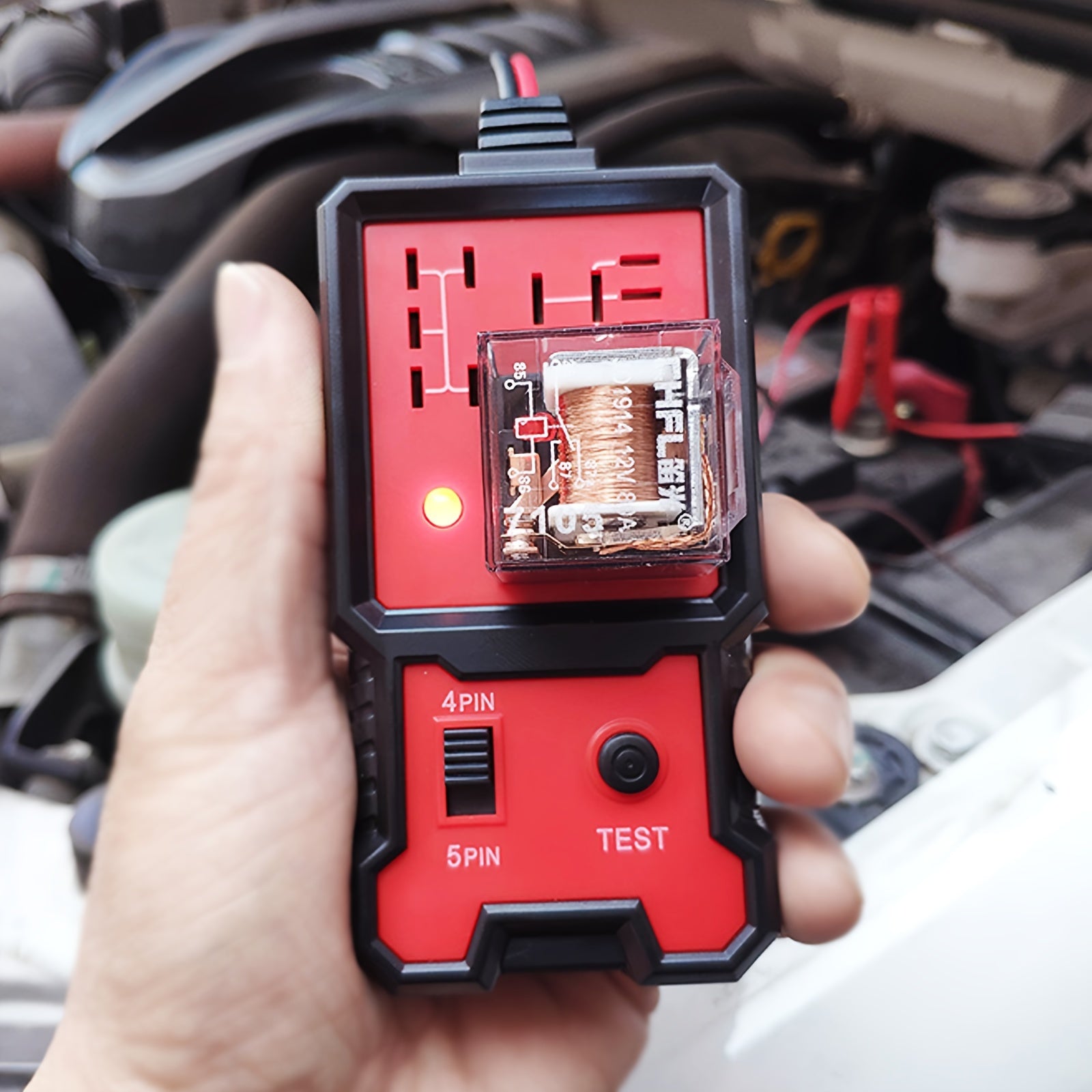 Automotive Relay Tester for 12V 4Pin and 5Pin with Battery Clips Diagnostic Tool