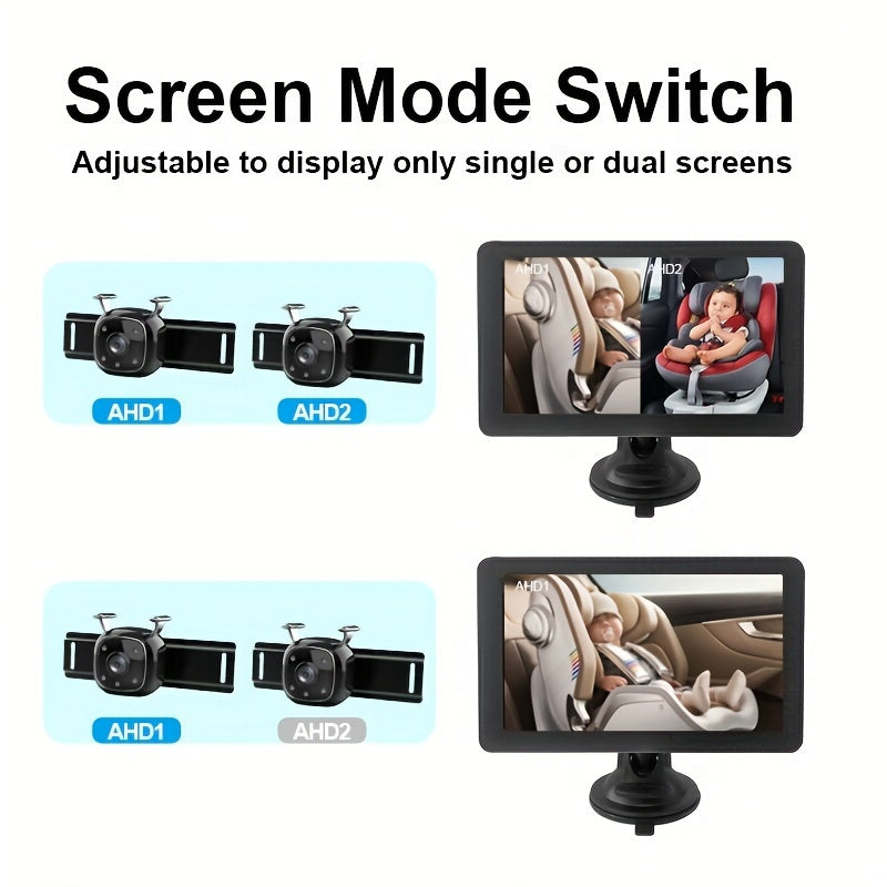 2-Pack Car Cameras for Rear Seat Monitoring 17.78 cm Dual Screen Easy Installation