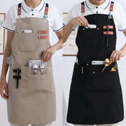 High-End Canvas Apron with Four Pockets for Kitchen Restaurant Cooking and Baking