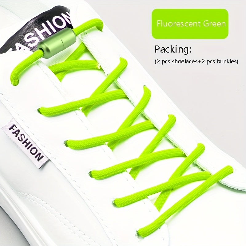 2PCS No-Tie Elastic Shoelaces for Sneakers and Boots Soft Acetate Fiber