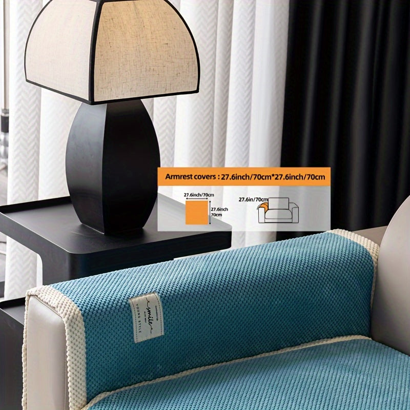 Hozirgi zamonaviy plush divan qopqog'i, barcha fasllar uchun korduroy chekkali