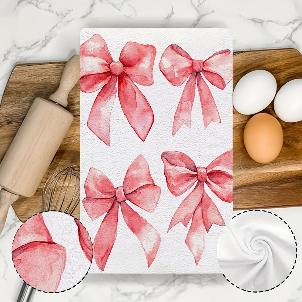 Toallas de cocina ultra suaves con patrón de lazo rojo, absorbentes, 40x60 cm
