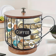 Katta Zamonaviy Qahva Savati, Yog'och Asosli: Qahva Podlari va Espresso Kapsulalari uchun Yuqori Sig'imni Saqlaydi, Oshxona, Bar va Restoranlar uchun Ideal - Mustahkam Temirdan Yasalgan