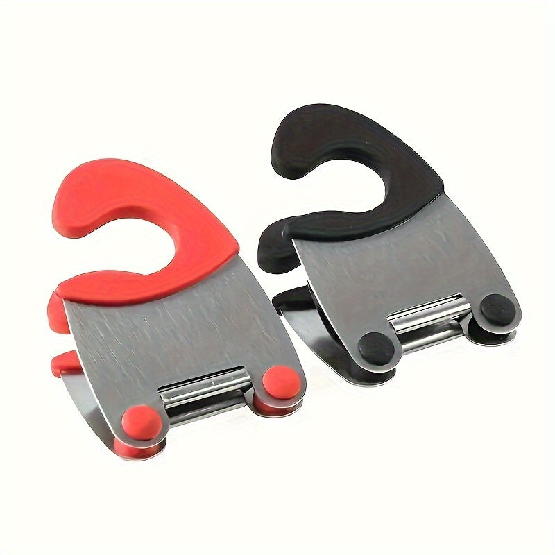 Stainless Steel Pot Clip Holder with Red Silicone Grips for Kitchen Utensils
