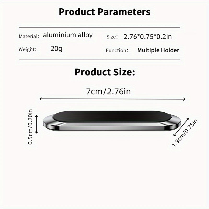 Universal Aluminum Car Phone Holder Magnetic Dashboard Mount Adhesive Adjustable