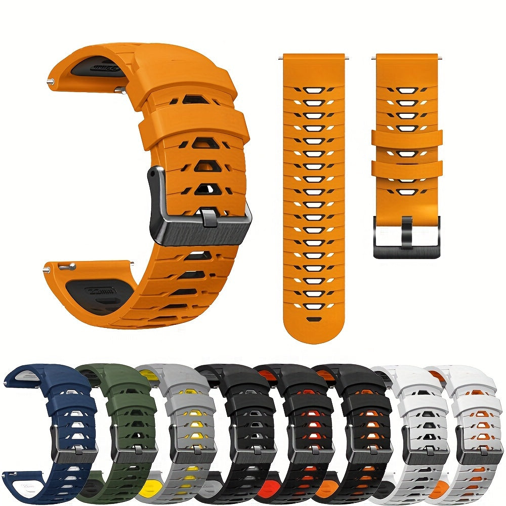 22mm Two-Tone Silicone Smart Watch Strap Breathable Adjustable Replacement for Sports Watches