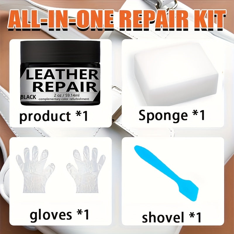 Black Leather Shoe Repair Kit 2oz Scuff Fix Color Restorer for Shoes