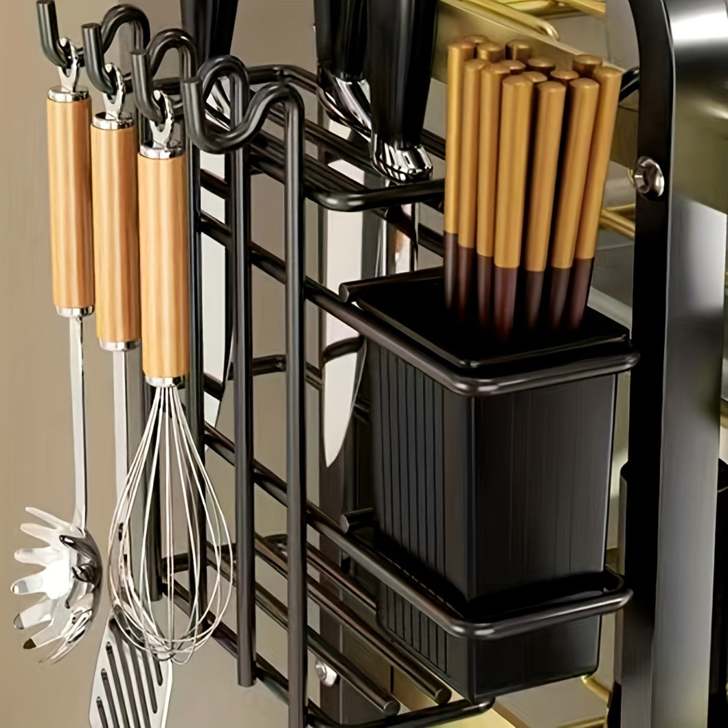 Premium Carbon Steel 3-Tier Dish Rack with Drainboard for Kitchen Organization