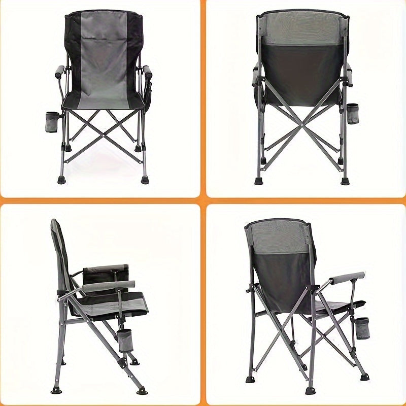 Large Outdoor Folding Chair with Storage Bag and Cup Holder for Camping Picnics and Fishing
