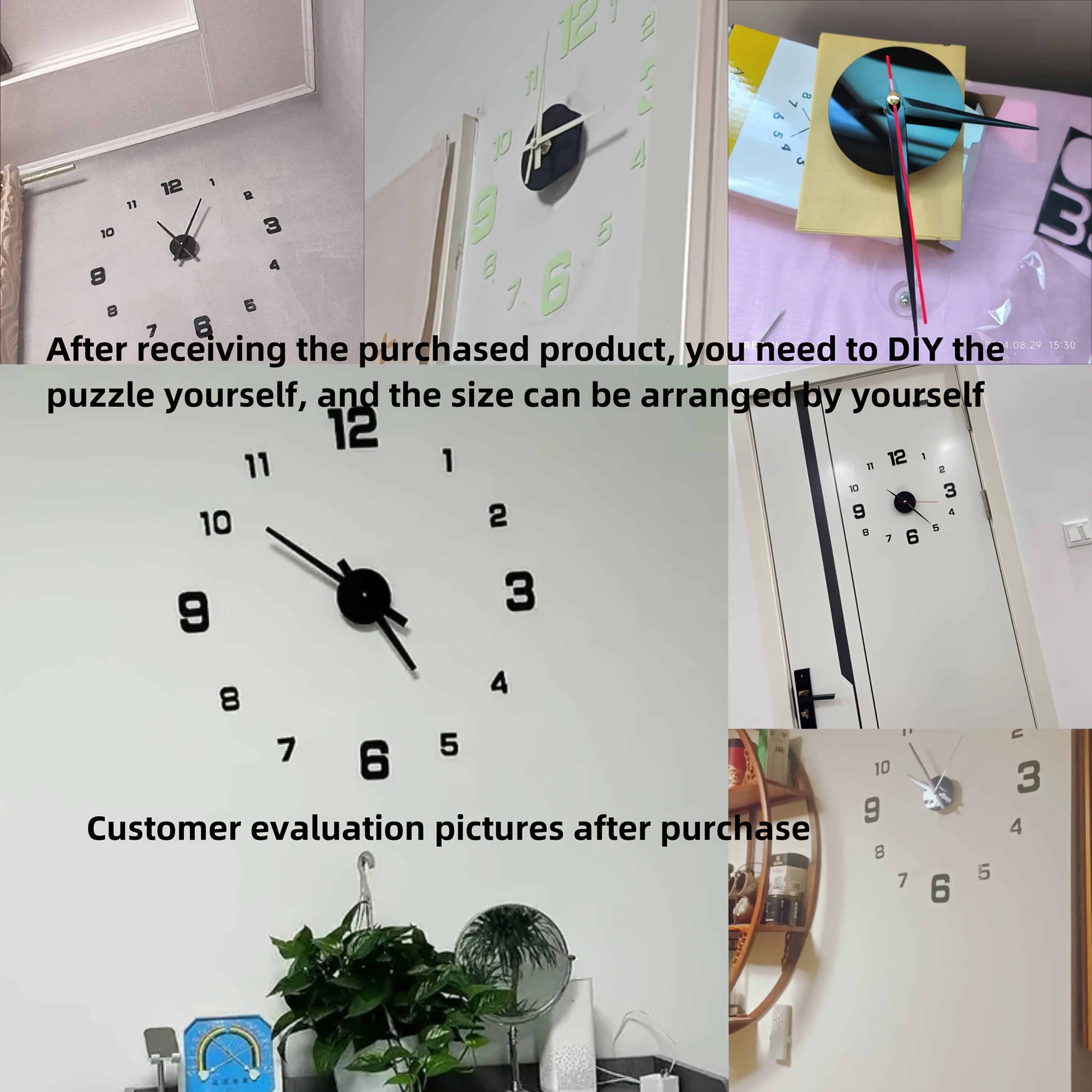 Large LED Digital Wall Clock Silent Battery Powered Glow-in-the-Dark Large Display Office Bedroom Kitchen