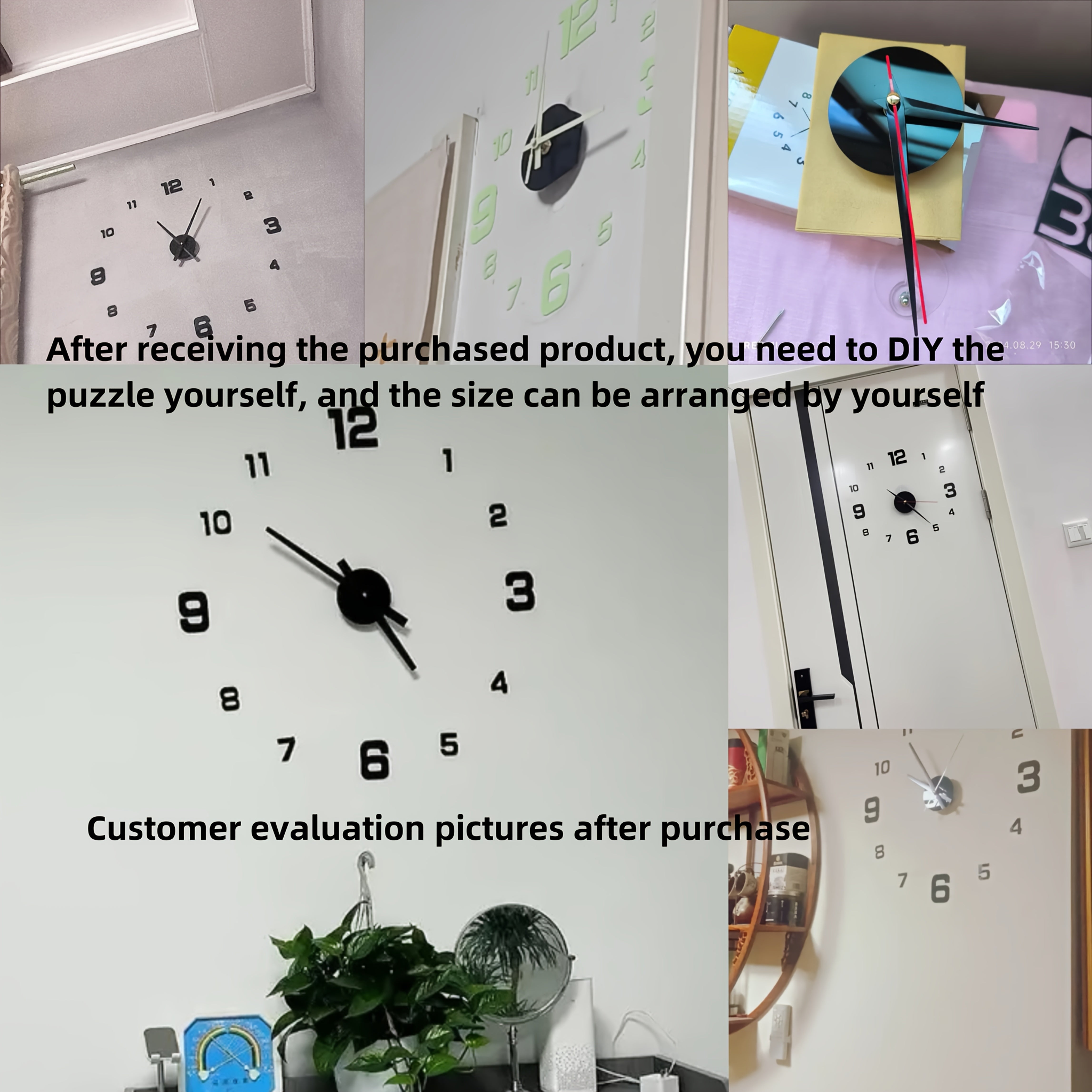Large LED Digital Wall Clock Silent Battery Powered Glow-in-the-Dark Large Display Office Bedroom Kitchen