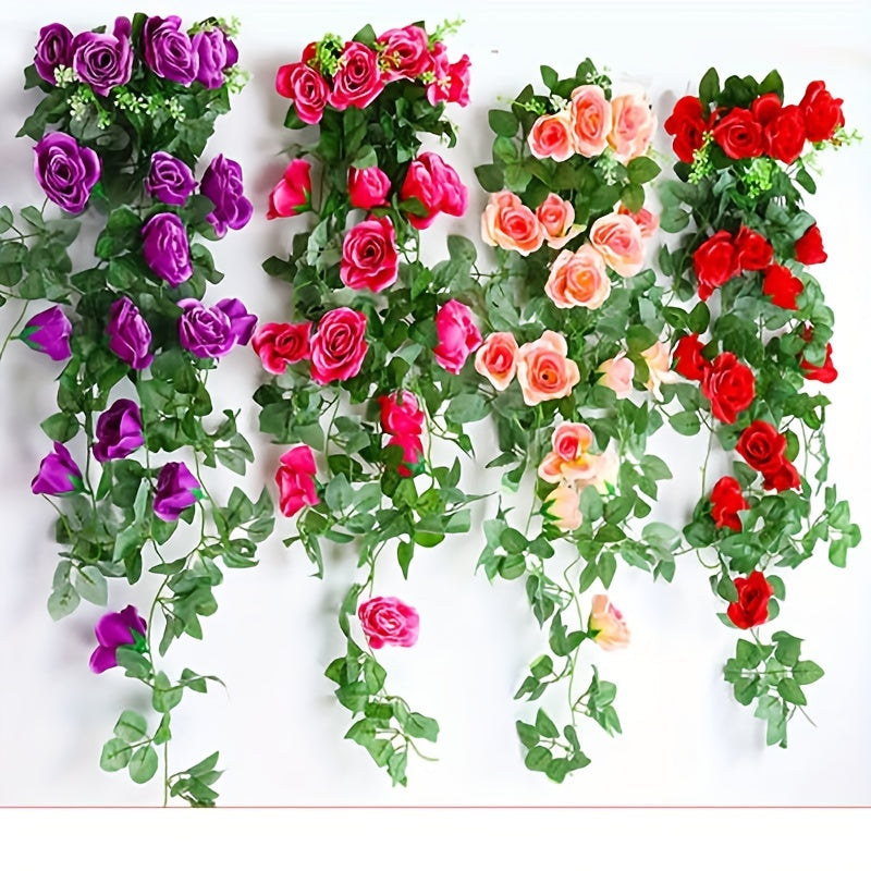 7.55ft Outdoor UV-Resistant Artificial Rose Vine for Garden Decor