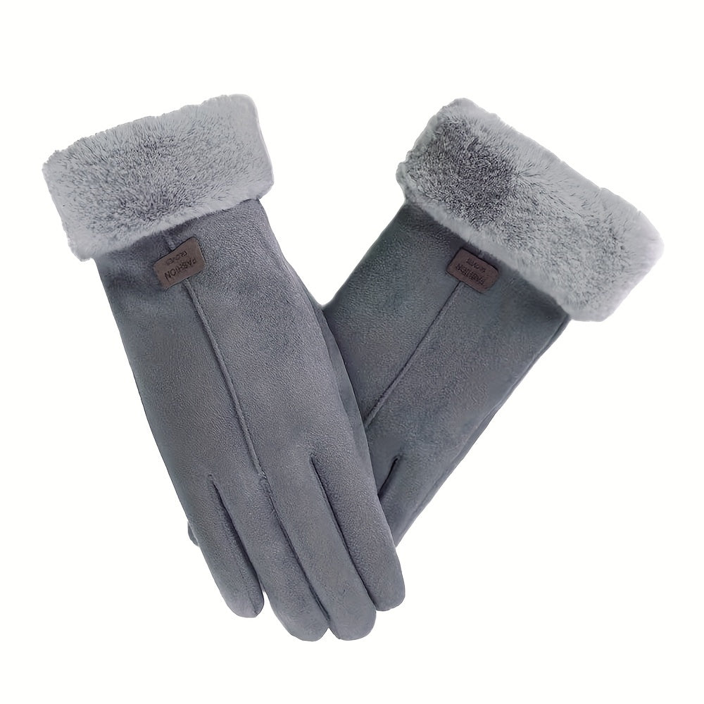 Velvet-Lined Split-Finger Gloves for Outdoor Activities and Casual Sports