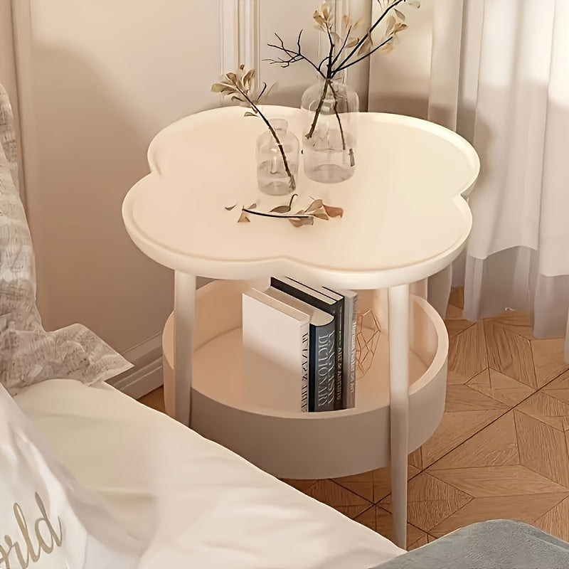 Modern Minimalist Plastic Nightstand with Storage Shelf for Bedroom and Living Room