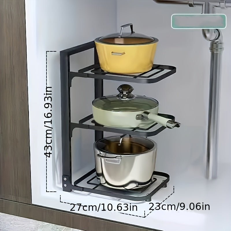 Stainless Steel Under Sink Pot Rack Multi-Layer Kitchen Storage Organizer