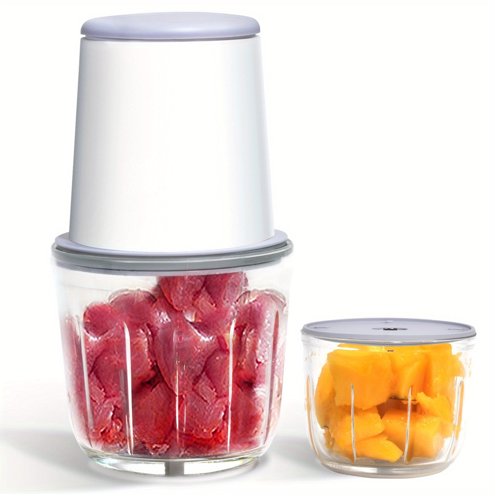 Electric Meat Grinder and Food Processor 600ML Glass Cup Rechargeable 148W