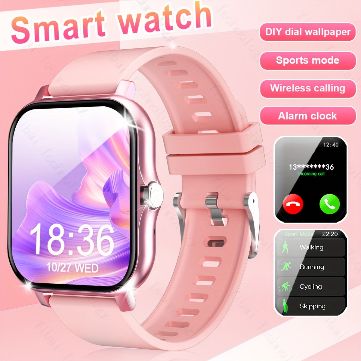 Unisex Sports Smartwatch 1.83-Inch HD Touch Screen Call and Fitness Tracker