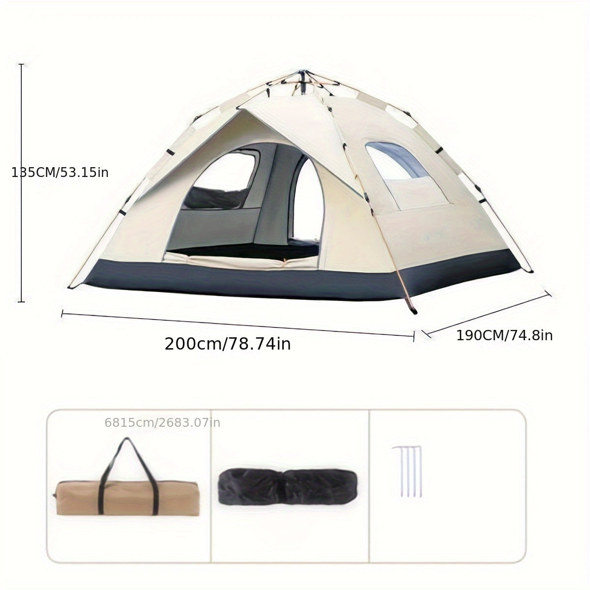 Automatic Quick-Opening Camping Tent for 2-4 People Waterproof Sunproof Beach Shelter